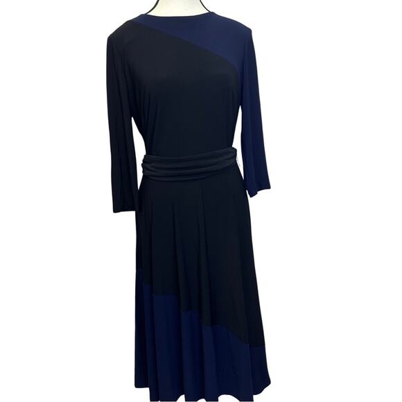 Lauren by Ralph Lauren Asymmetrical Color Block Dress Size 10 - Picture 1 of 11